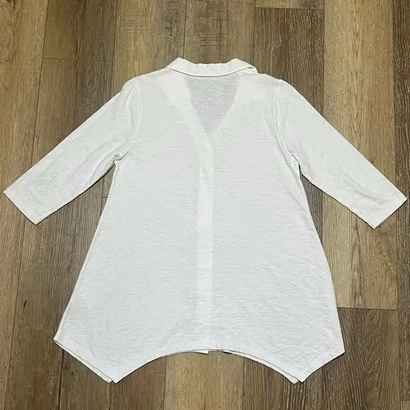 NWOT Soft Surroundings Danielle Button Top Tunic S Asymmetrical Hem 3/4 Sleeves - Picture 6 of 8